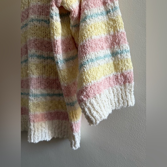 Vtg Allison Smith II Sherbet / Pastel Striped Sweater, Textured Yarn, Size Large - Picture 7 of 16